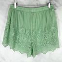 Torrid  Embroidered Lace Scalloped Pull On Shorts Elastic Waist Seafoam Boho M Photo 2