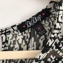 Bebop New  Tassel Tie Waist Keyhole Mini Dress Black White Geometric Print Photo 13