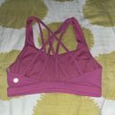 Lululemon Free To Be Serene Sports Bra Size 4 Pink Blossom Gold Logo Photo 4