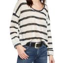 Treasure & Bond  | Lightweight Raw Hem Cream & Black Striped Pullover Sweater M Photo 6