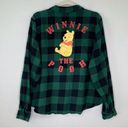 Disney  Women’s Size XL Green Plaid Flannel Winnie The Pooh Button Down Photo 3