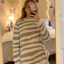 A New Day Taupe And White Oversized Zebra Sweater  Photo 0