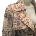 Solitaire  Spring Soft Suede Feel Belted Trench Coat Retro Print Sz. S Tan Navy Photo 5