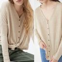 Out From Under  Urban Outfitters Top Tan Waffle Knit Button Detail Womens Small Photo 1