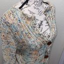 BCBGMAXAZRIA  women's Marled Knit cardigan sweater ruffle trim multi V Neck Large Photo 3