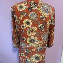 H.I.P. Retro Orange Floral Duster Kimono Short Bell Sleeves Open Front Rayon M/L Photo 7