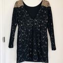 Antik Denim Antik Batik Black Gold Ricci Sequin Lace Mini Dress NWT M Photo 2