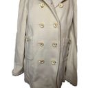 Juicy Couture Wool Blend Double Breasted Pea Coat Jacket in Cream Size Large Photo 2