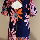 Julian Taylor  Blue Floral Dress Cut Out Bow & Back Gold Zipper In Back SZ 12 Photo 4