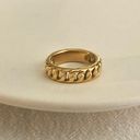 18K Gold Plated Minimalistic Curb Cuban Chain Link Ring Photo 5