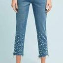 Pilcro and the Letterpress  Size 14 Hyphen Pearl Womens Jeans Beaded Fray Crop Photo 1