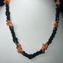 Onyx Vintage Black  Coral & Jade Bead Necklace Photo 3