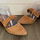 Chelsea and Violet  Tan Suede Leather Molly Bow Heel Mule Women’s Size 6 Photo 3