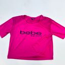 Bebe Sport Cropped Pink T-Shirt Logo Size Large Polyester Spandex Photo 4