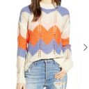 VERO MODA  LARGE Birch Chevron Colorblock Crochet Lightweight Sweater Crewneck Photo 99