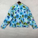 Coldwater Creek Coldwater‎ Creek Womens XL 18 Button Jacket Watercolor Blue Floral Stretch Denim Photo 3