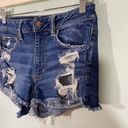 American Eagle Women's Blue Distressed High Rise Shortie Size 6 Photo 3