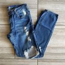 Machine Jeans Inc Machine Jeans Women’s Blue Medium Wash Torn Ripped Cut Distressed Denim Size 7 Photo 0