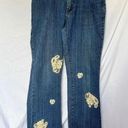 Bill Blass  Y2K Jeans Size 10 Blue with Tan Lace Photo 0