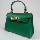 Vera Pelle Small Green Handle Bag with a Strap | Made in Italy | Photo 0