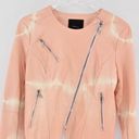 Skinny Girl New  Jeans Jacket Womens Size M Pink White Tie Dye Faux Leather Moto Photo 1