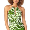 Anne cole  Women's XL Green Animal Print High Neck Halter Swim Top Photo 0