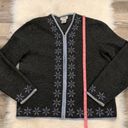 Talbots  vintage wool zip front embroidered cardigan sweater L Photo 6