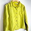 Chico's  Shirt Womens Large Green Faux Suede Button Down Front Pocket Casual Photo 1