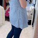 BeachLunchLounge  blue striped tunic top size large linen cotton blend Photo 2