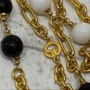 St. John Vintage  Black/White Beaded Multi Strand Layered Gold tone Chain Necklace Photo 12