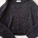 Double Zero Comfiest Soft Black Chenille Crop Long Sleeve Sweater Photo 2