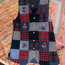 VINTAGE Vermont Teddy Bear TEDDY BEAR VEST Tartan Patchwork Plaid Medium Red Photo 1