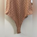 Open Edit NWT  Floral Sheer Lace Thong Bodysuit in Tan Mocha - S Photo 2