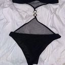 One Piece Black Mesh Cutout  Bikini with Ring Detail Photo 0