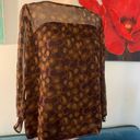 W By Worth  100% Silk Brown Print Blouse Top Shirt Size 4 S Small Photo 0