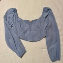 PacSun / LA Hearts Light Blue Long Sleeve Notched Corset Top Photo 2