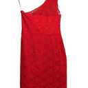 Oleg Cassini  Womens Sheath Dress Red One Shoulder Sleeveless Lace Party Sexy 8 Photo 3