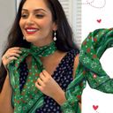 CAbi Silk Green Heart Print Pointed Scarf Photo 2