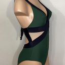 PilyQ New.  green, black and nude color block swimsuit Photo 2