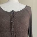 Treasure & Bond  Lightweight Ribbed Button Henley Womens L Olive Green Casual Photo 4