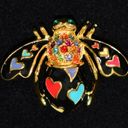 Joan Rivers NEW  Pave Crystal BEE PIN Brooch HEARTS Lots Of Love Black Enameled! Photo 2