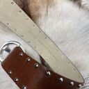 Edge MK brown wide statement leather belt with large holes and studded  medium Photo 2