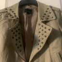 Timing Cropped Gray Studded Faux Leather Jacket Photo 1