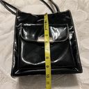 Moda  Attiva Black Faux Patent Leather Style Purse Drawstring Closure Photo 9