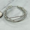 Twisted Silver Tone  Hoop Earrings Pierced Pair Photo 5