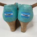 Toms  | Shimmery Aqua Cross Strappy Platform Cork Heels 9.5 Photo 7