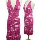 Milly  Halter Dress Pink White Strapless Stretchy Knit Womens Size Large Photo 1