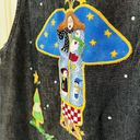 Quacker Factory Small Jumper Maxi Dress Black Jean Denim Angel Snowmen Trees NWT Photo 4