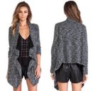 Lovers + Friends  Marled Open Drape Cardigan in Black and White Photo 1