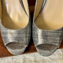 Enzo Angiolini  Eamerryann Silver/Gold Peep Toe Size 7.5 Photo 5